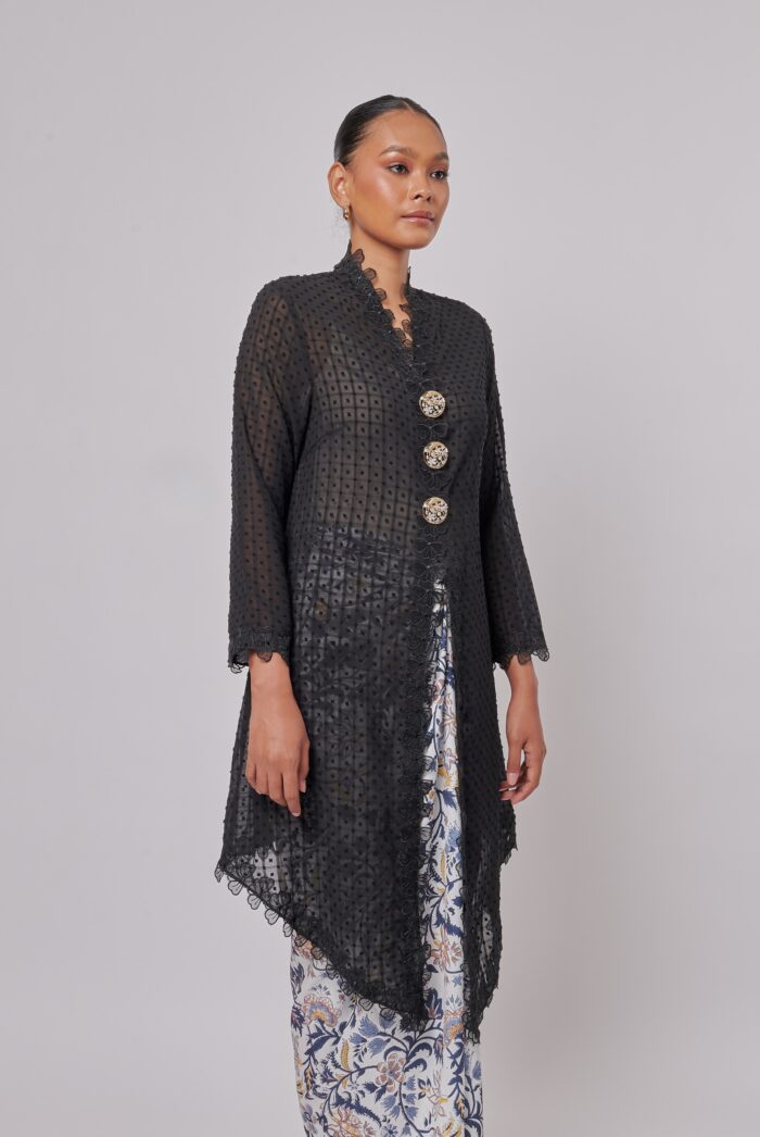 KEBAYA CIKGU ANOM TOP IN BLACK - Image 2